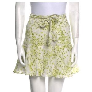 Floral White and Green Skirt